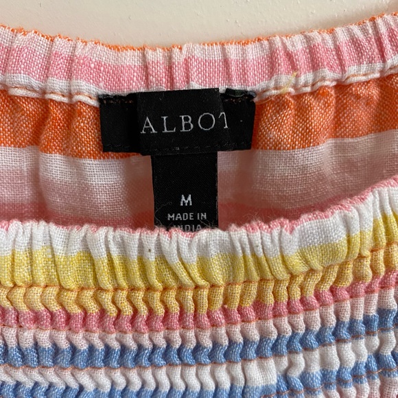 Talbots short sleeve top with smocked neckline. Yellow, pink,orange,blue SZ- Med - Picture 5 of 6